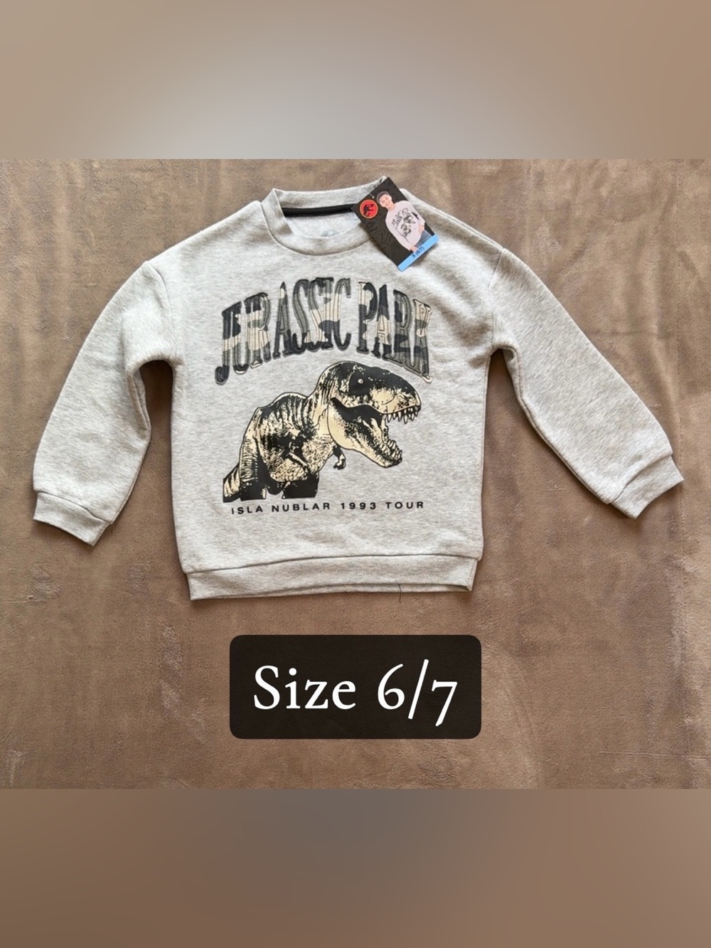 Jurassic Park Kids' Grey Crewneck Sweatshirt - Dinosaur Graphic